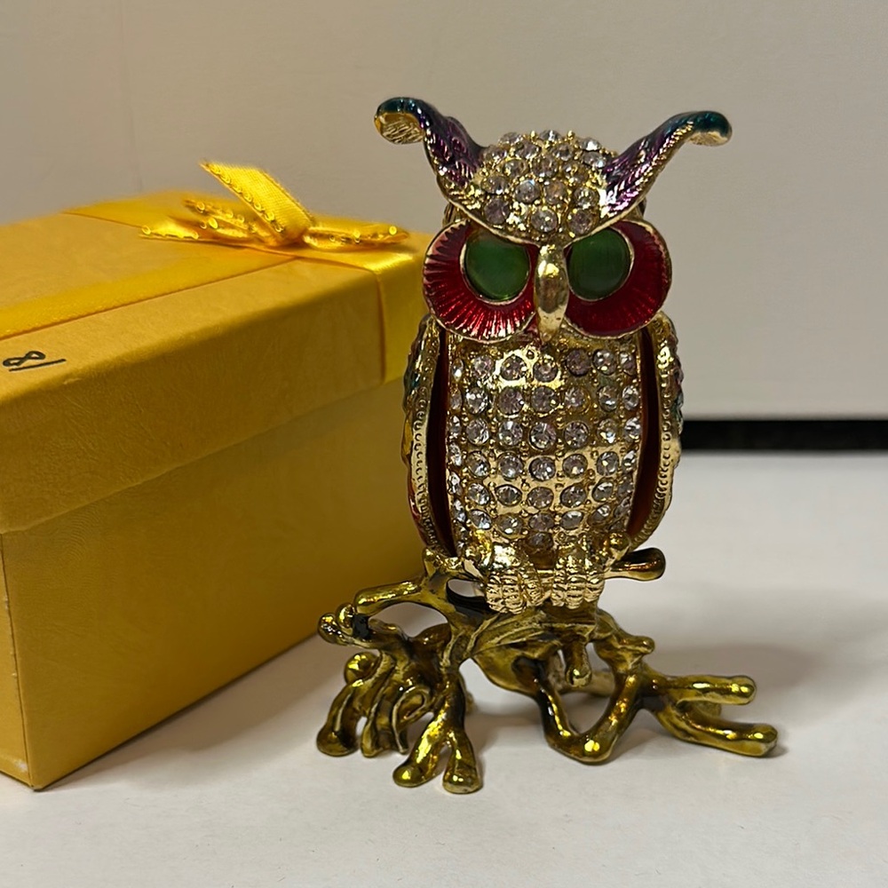 NIB Owl Crystal Trinket Box/Tchotchke